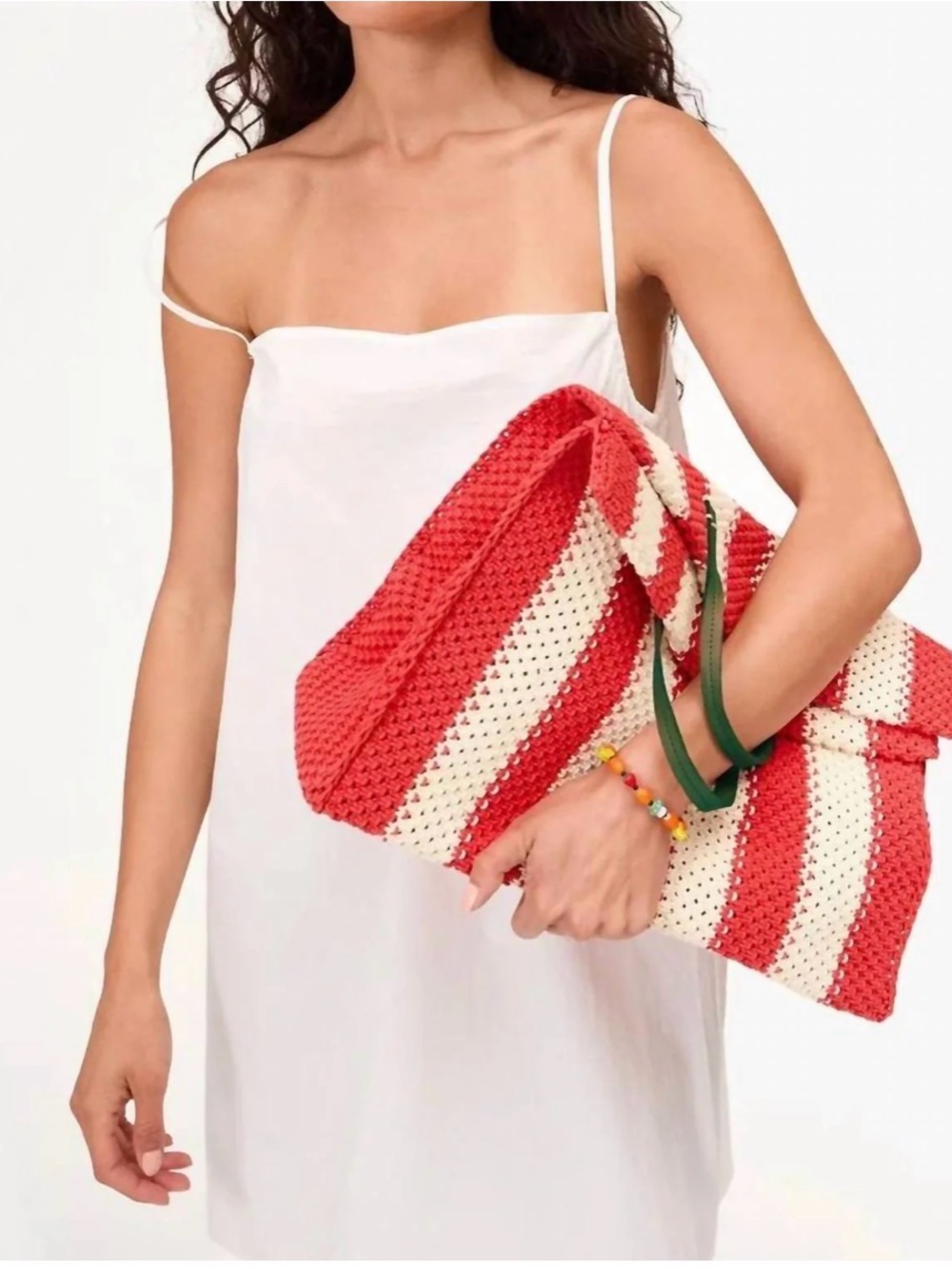 Clare V. - Summer Simple Poppy Crochet Stripe Tote Bag - Picture 2 of 8
